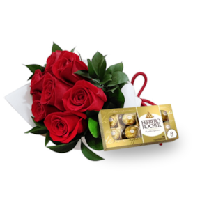6 Rosas Vermelhar e Ferrero T8
