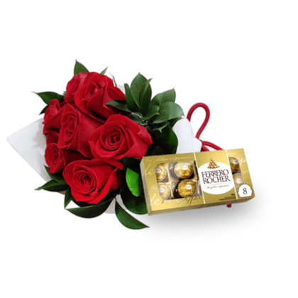 6 Rosas Vermelhar e Ferrero T8
