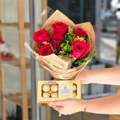 6 Rosas Vermelhar e Ferrero T8