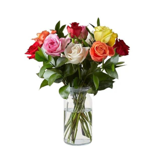 Arranjo Colorido 12 Rosas-e73d6275-06cd-4769-871a-e97badac944f