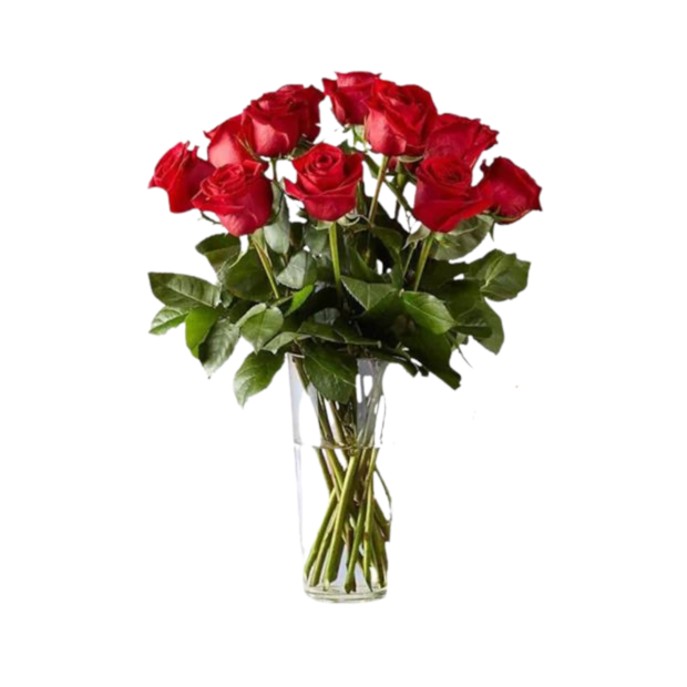 Arranjo de 12 Rosas vermelhas em Vaso-bc2673d7-be1c-4f78-84cc-f7fc5a351ab8