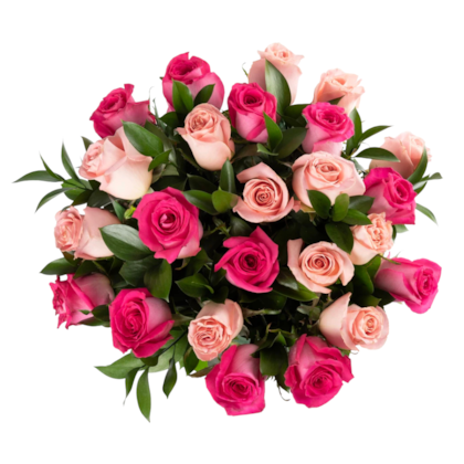 Arranjo de 20 rosas rosas combinadas