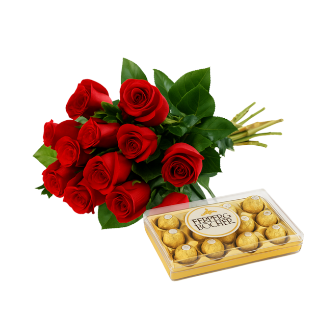 Buquê 12 Rosas Vermelhas e Ferrero Rocher-251d8950-7d77-4c01-bff4-9aa82fa8ed84