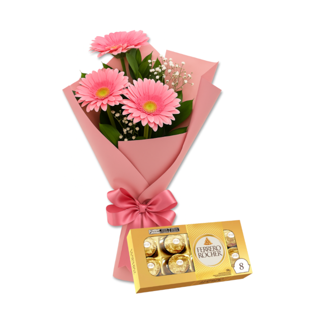 Buquê 3 Gérberas e Ferrero T8-e60bb0a6-966e-4b8a-b1a0-a88db2467033
