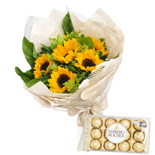 Buquê de Girassóis e Ferrero-a6627db2-6531-4107-9856-1a2667722c82