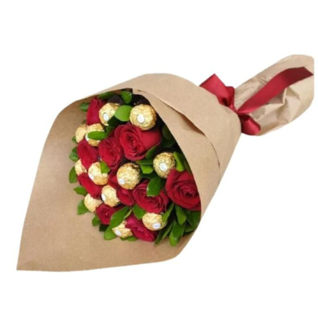 Buquê de Rosa Vermelhas e Ferrero Rocher-e8eac922-0333-4c0e-9efb-fe68f7e32f6a