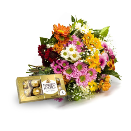 Buquê Flores Campestres e Ferrero Rocher