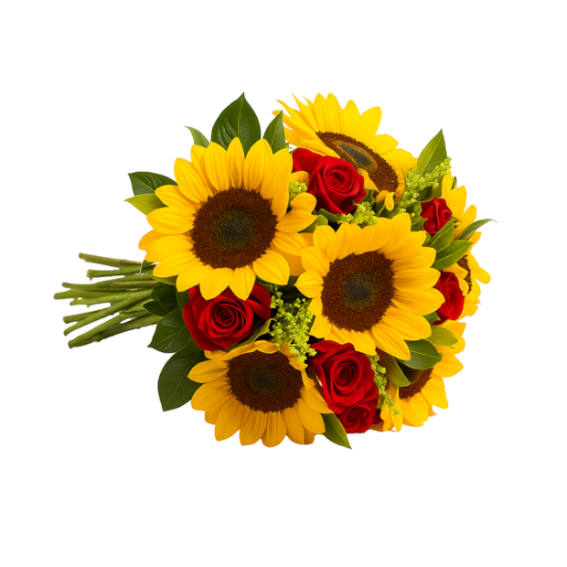 Buquê Girassóis e Rosas Vermelhas-35e10186-6049-4479-8d07-f174465c16dd