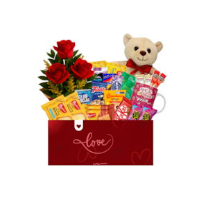 Cesta Gourmet Rosas e urso