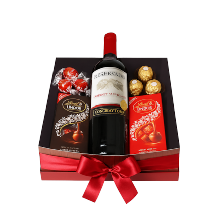 Kit Especial de chocolates e vinho